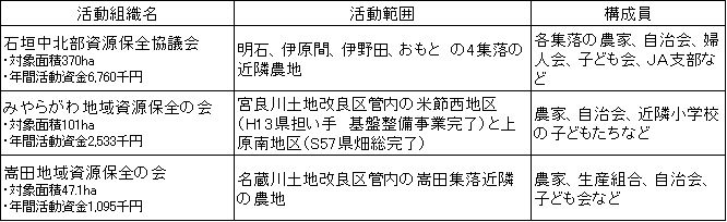 写真：石垣市における参加団体の概要表