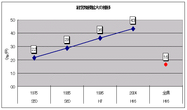イラスト:八重山地域の経営規模の推移と全県との比較