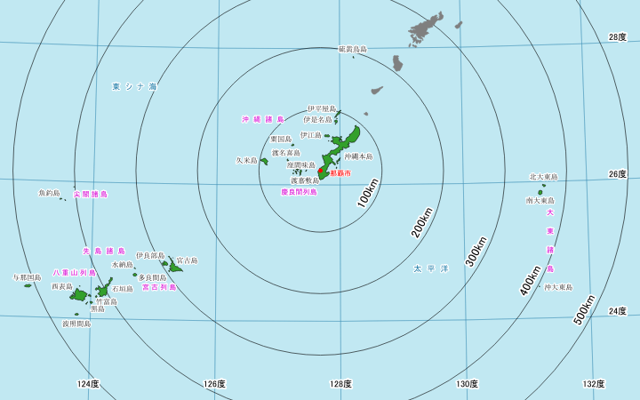 地図：沖縄県の位置関係