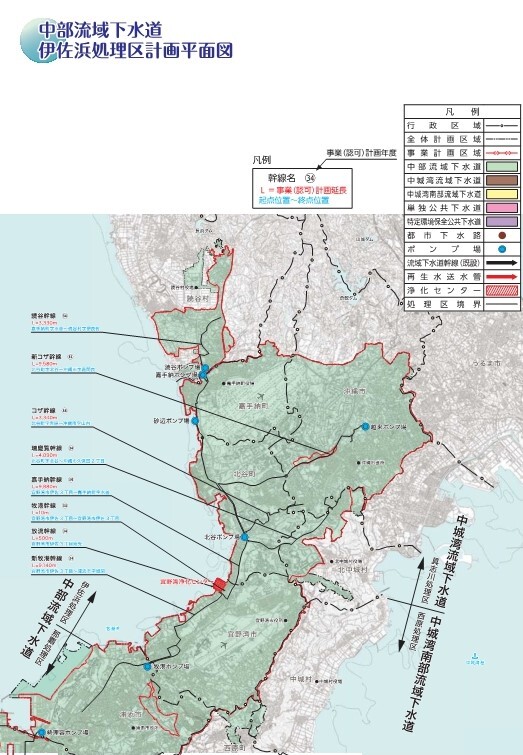 地図：伊佐浜処理区計画平面図