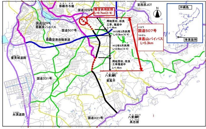 イラスト:一般国道507号津嘉山バイパス位置図