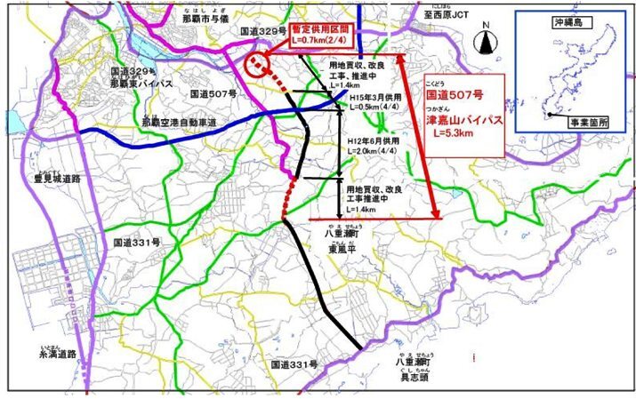 イラスト：一般国道507号津嘉山バイパス位置図