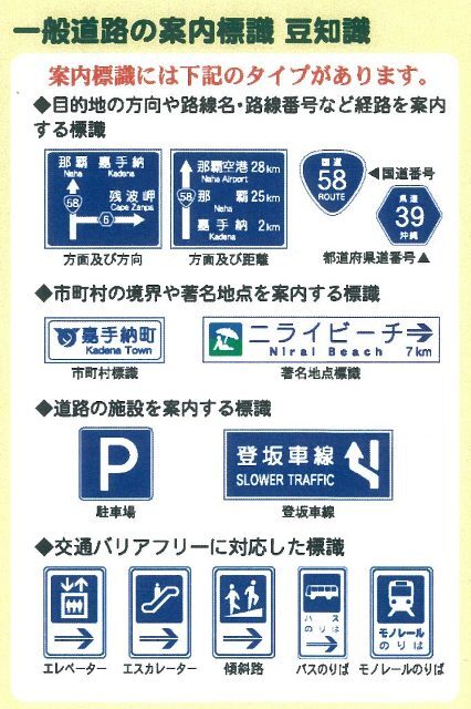 イラスト：一般道路の案内標識の解説