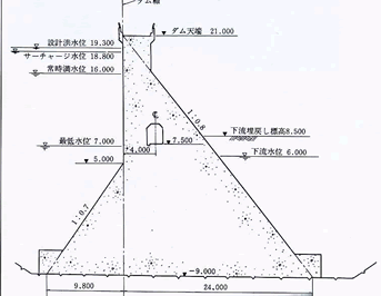 イラスト：座間味ダム　ダム下流図面
