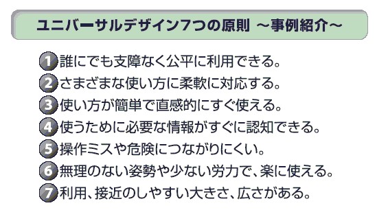 イラスト：ユニバーサルデザインの7つの原則