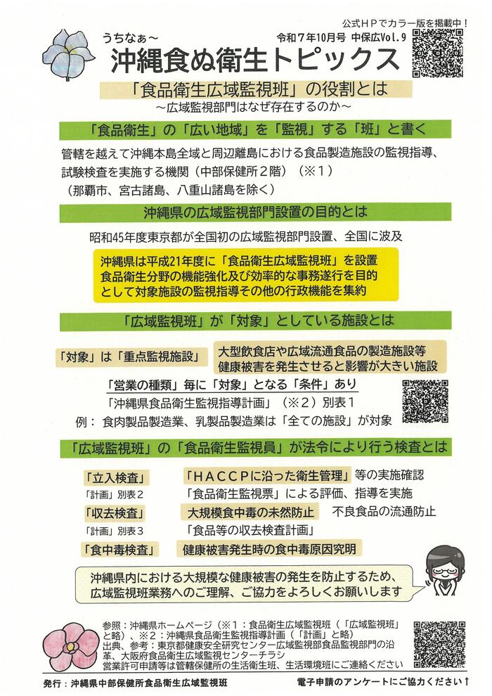 うちなぁ~食ぬ衛生トピックス令和7年10月号 中保広Vol.9