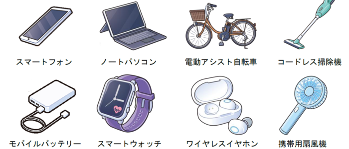 リチウムイオン電池使用製品の例