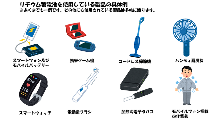 リチウム蓄電池を使用している製品の具体例