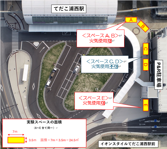 てだこ浦西駅前の歩行区間の写真