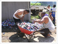 Collecting cans for recycling