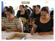 A Tongan teacher judging the competition